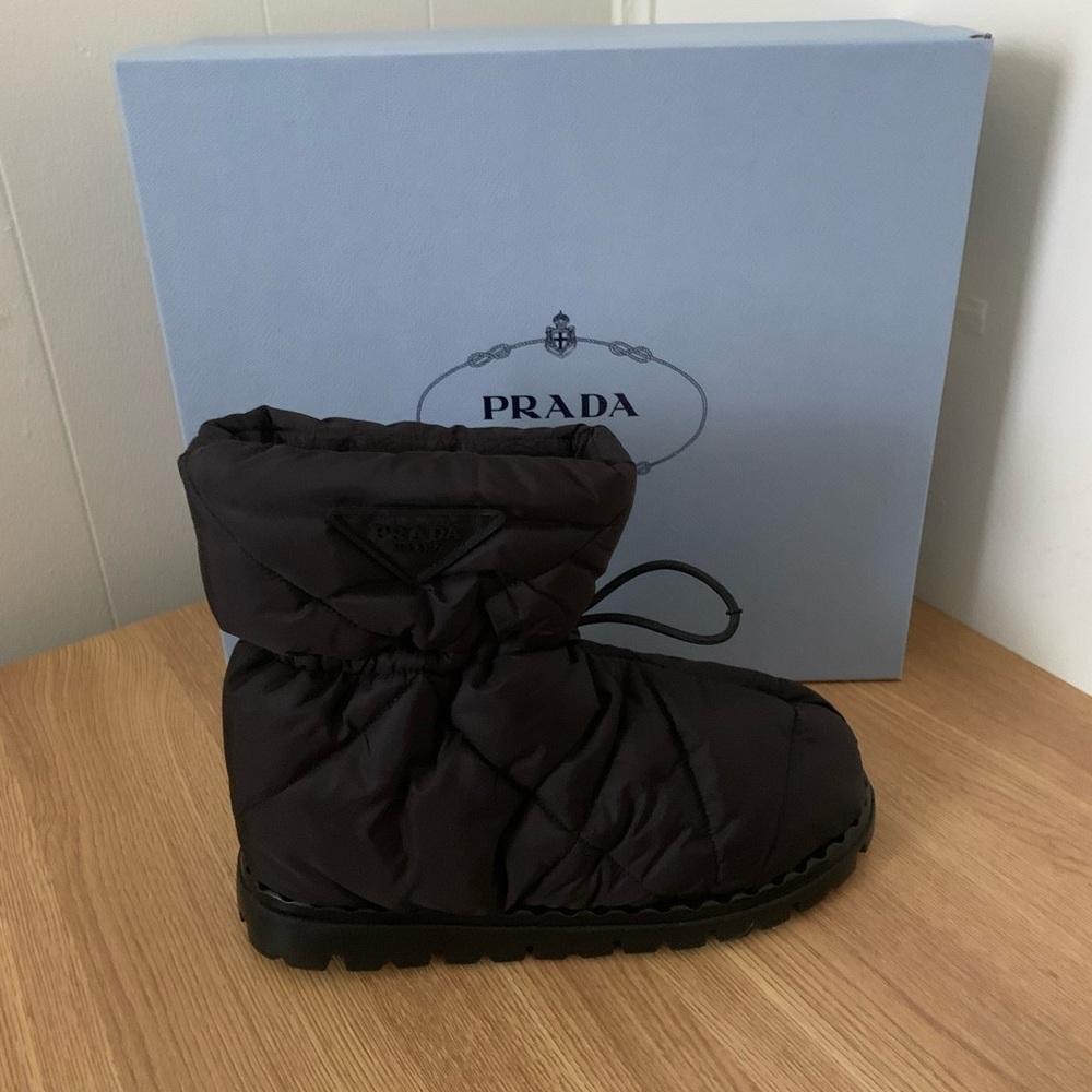 Prada Blow Quilted Nylon Snow Booties Nero - 37.5 - Picture 4 of 5